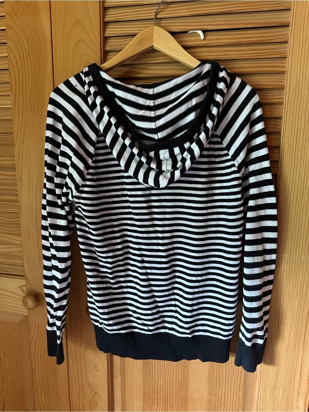 Michael Kors Black and White Striped Zip Hoodie